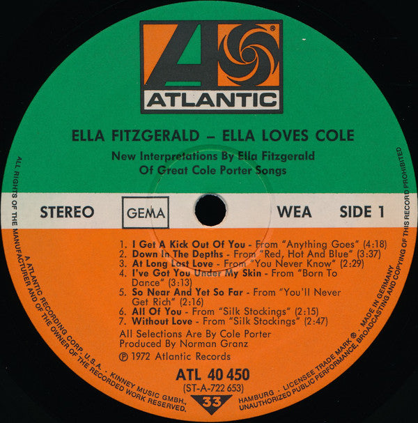 Ella Fitzgerald : Ella Loves Cole (LP, Album)