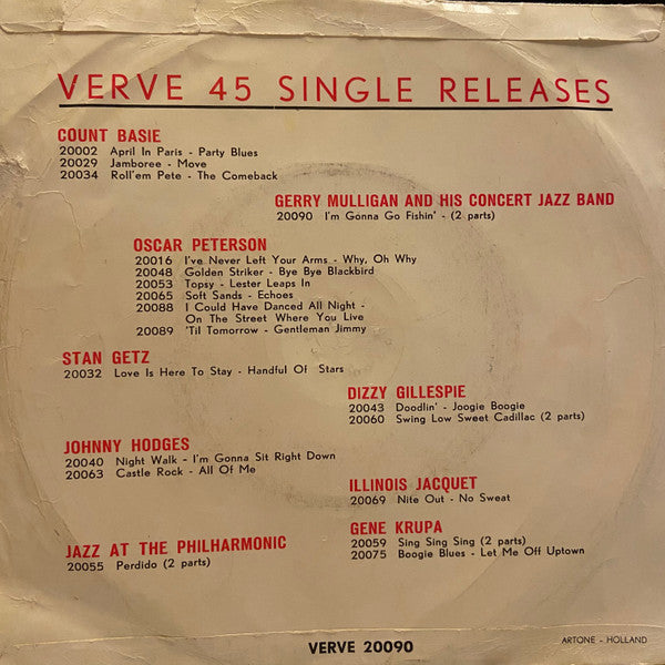 Gerry Mulligan & The Concert Jazz Band : I'm Gonna Go Fishin' (Theme Music From "Anatomy Of A Murder") (7")