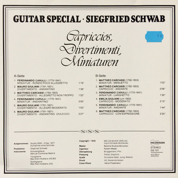 Siegfried Schwab : Guitar Special - Capriccios, Divertimenti, Miniaturen (LP, Album)