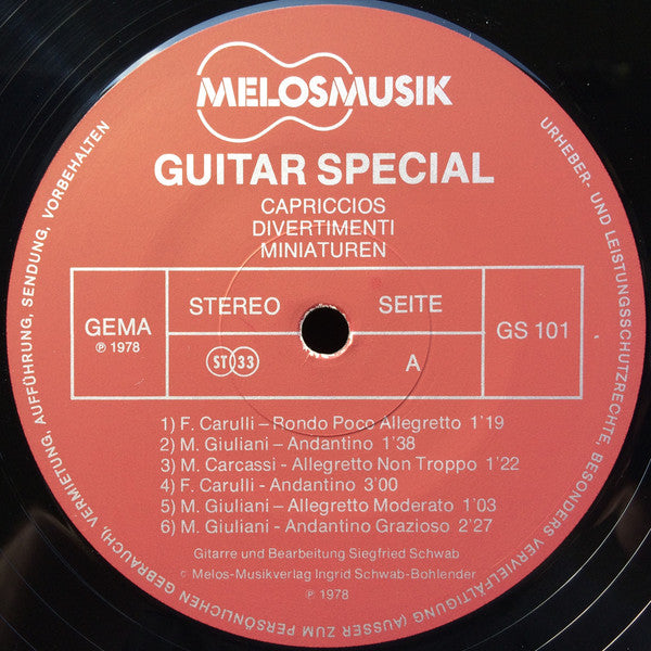 Siegfried Schwab : Guitar Special - Capriccios, Divertimenti, Miniaturen (LP, Album)