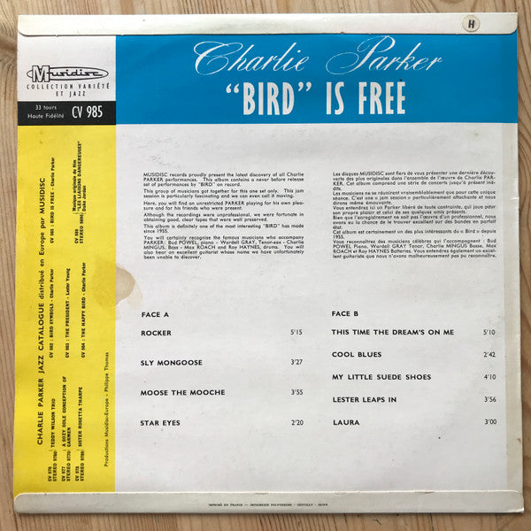 Charlie Parker : "Bird" Is Free (LP, Album, Mono, RE)