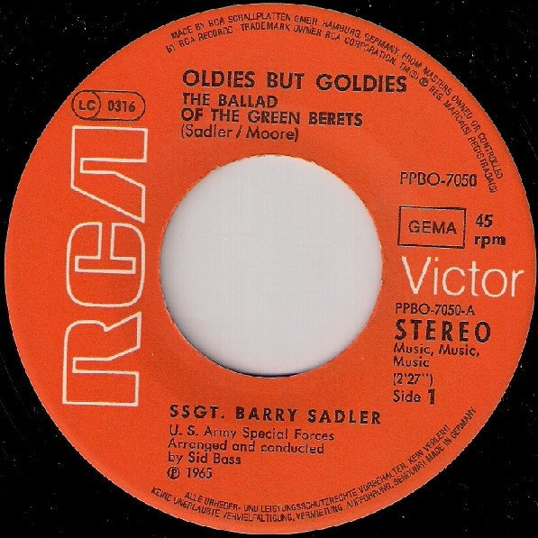 Barry Sadler : The Ballad Of The Green Berets / The "A" Team (7", Single)