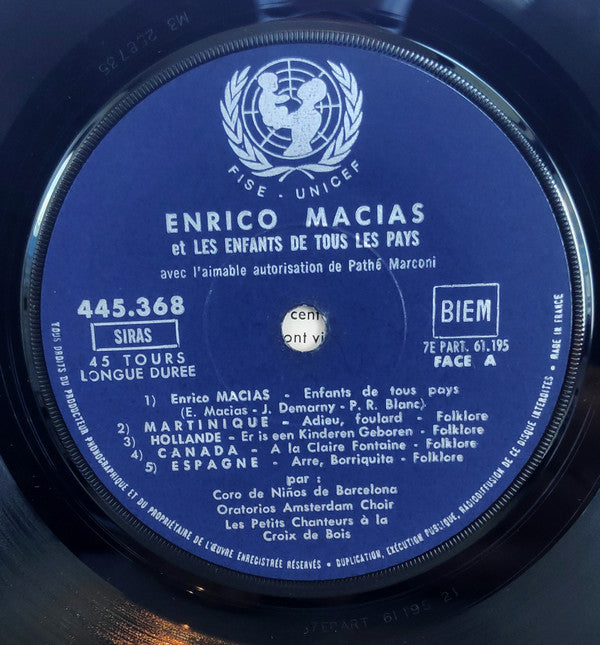 Enrico Macias : Enrico Macias Et Les Enfants De Tous Les Pays (7", EP)
