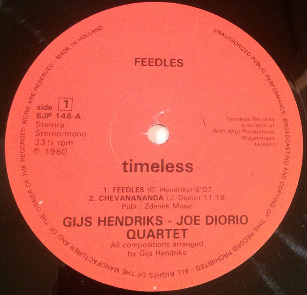 Gijs Hendriks / Joe Diorio / Bert Van Erk / Michael Baird : Feedles (LP)