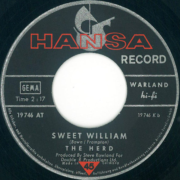 Herd : From The Underworld / Sweet William (7", Single)