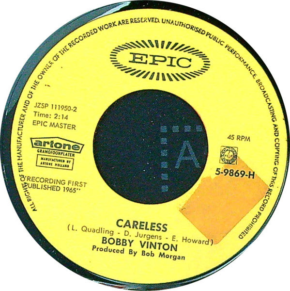 Bobby Vinton : Careless / Satin Pillows (7", Single)