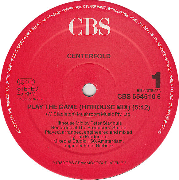 Centerfold : Play The Game (12", Maxi)
