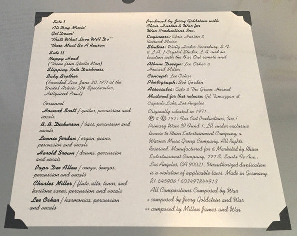 War : All Day Music (LP, Album, RE)