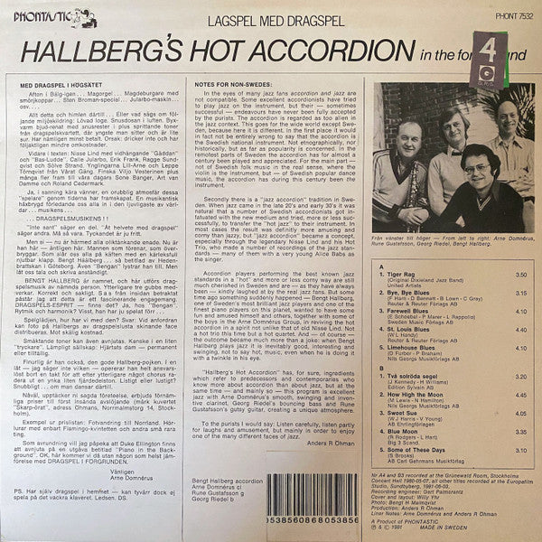 Bengt Hallberg : Hallberg's Hot Accordion In The Foreground (LP)