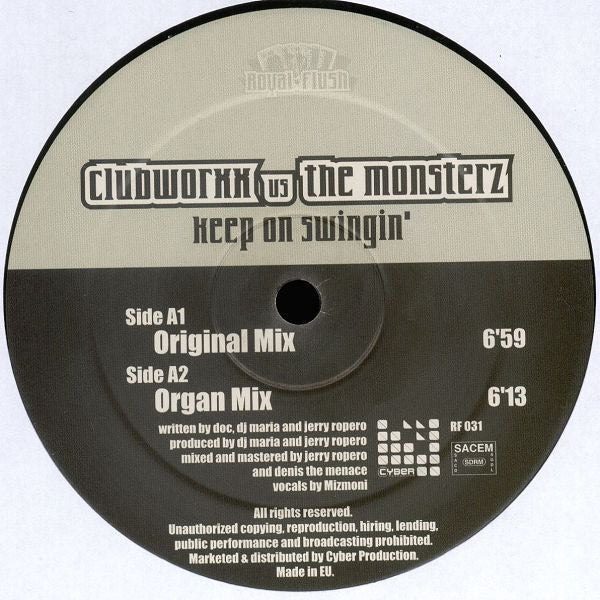 Clubworxx vs. The Monsterz : Keep On Swingin' (12")