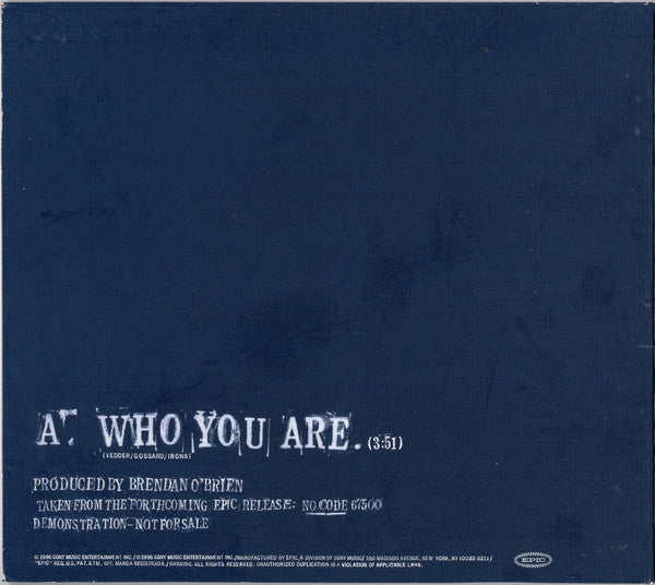 Pearl Jam : Who You Are (CD, Single, Promo, Dig)