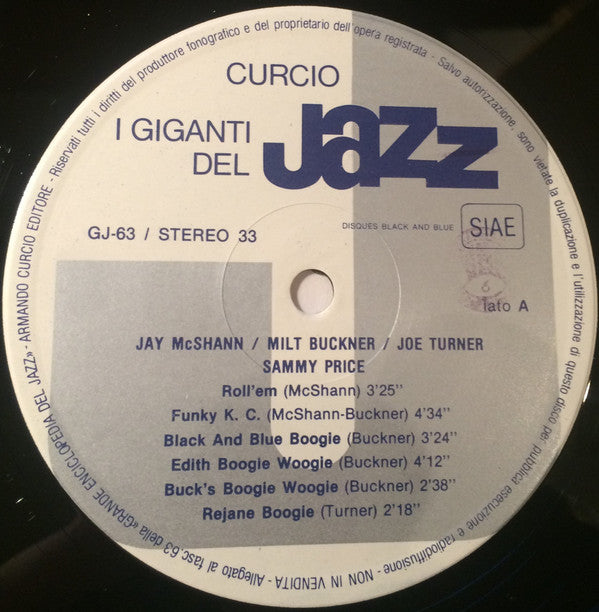 Jay McShann, Joe Turner, Milt Buckner, Sammy Price : I Giganti Del Jazz Vol. 63 (LP)