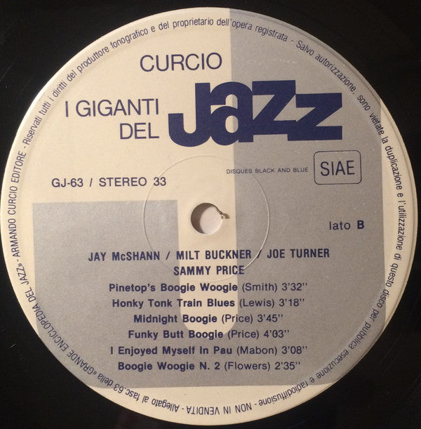 Jay McShann, Joe Turner, Milt Buckner, Sammy Price : I Giganti Del Jazz Vol. 63 (LP)