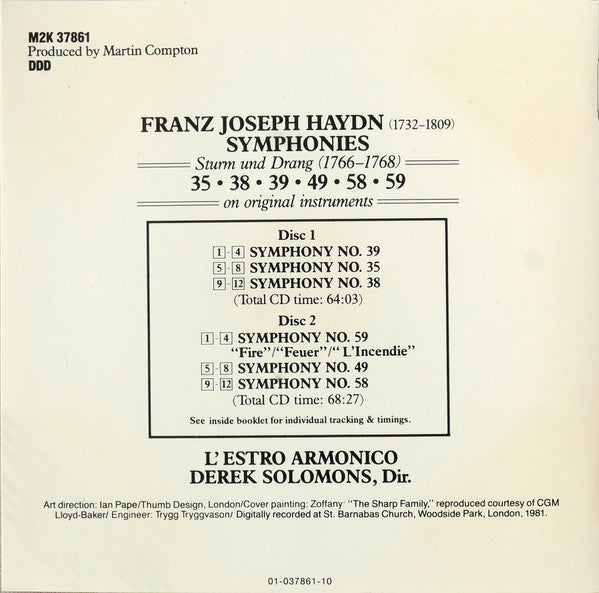 Joseph Haydn – L'Estro Armonico, Derek Solomons : Vol. 7 · Symphonies 35 · 38 · 39 · 49 · 58 · 59 (2xCD)