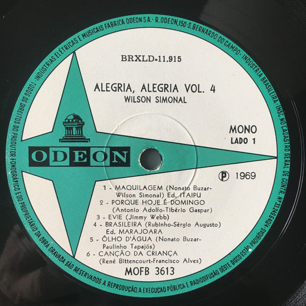 Wilson Simonal : Alegria! Alegria! Vol. 4 (LP, Album, Mono)