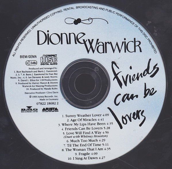 Dionne Warwick : Friends Can Be Lovers (CD, Album)