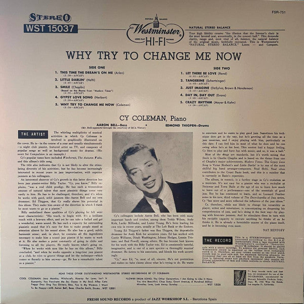 Cy Coleman Jazz Trio : Why Try To Change Me Now (LP, Album, RE)