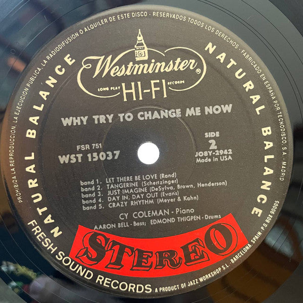 Cy Coleman Jazz Trio : Why Try To Change Me Now (LP, Album, RE)