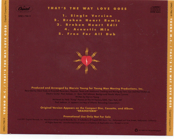 Young MC : That's The Way Love Goes (CD, Maxi, Promo)