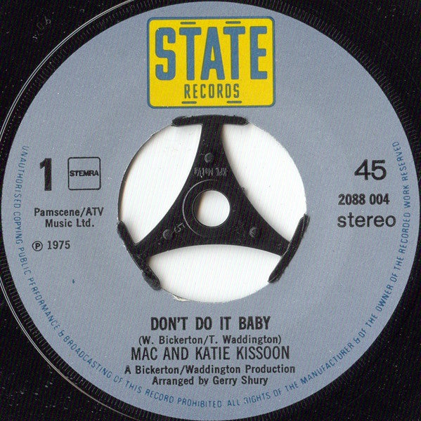 Mac And Katie Kissoon : Don't Do It Baby (7", Single)