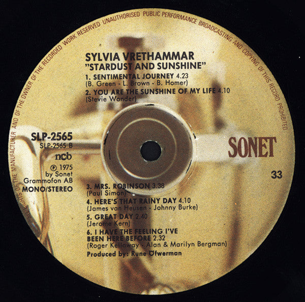 Sylvia Vrethammar : Stardust & Sunshine (LP, Album)