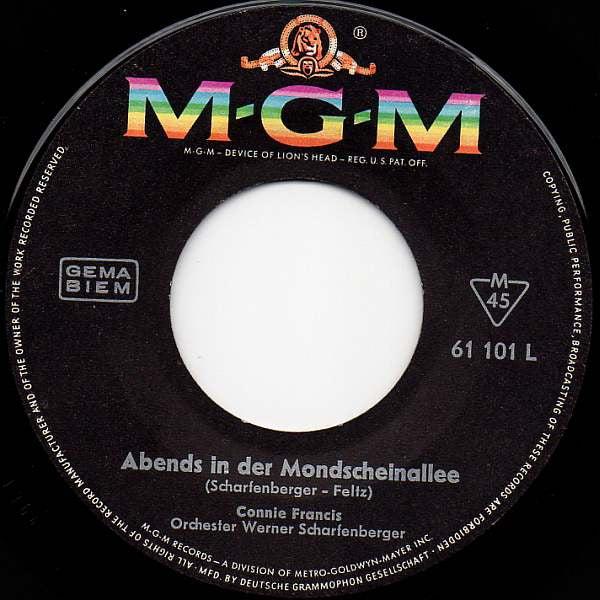 Connie Francis : Abends In Der Mondscheinallee (7", Single, Mono)