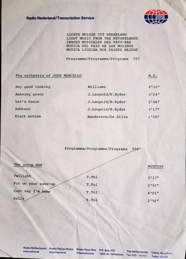 Various : Musica Ligeira Dos Paises Baixos (LP)