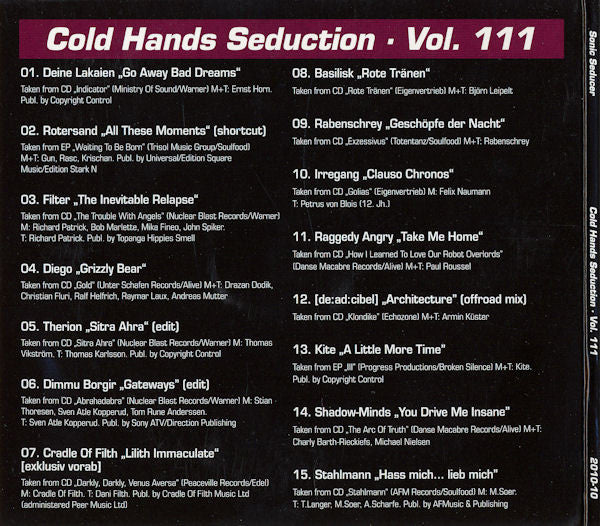 Various : Sonic Seducer Cold Hands Seduction · Vol. 111 (CD, Comp)