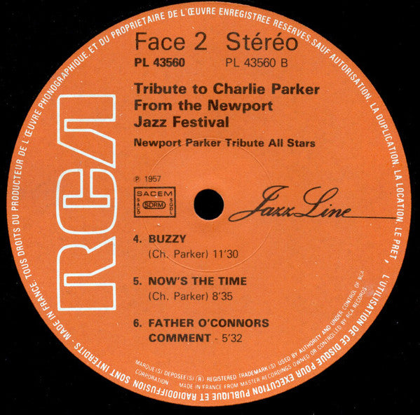 Newport Parker Tribute All Stars + Jackie McLean : Tribute To Charlie Parker From The Newport Jazz Festival + New York Session (LP, Album, RE)