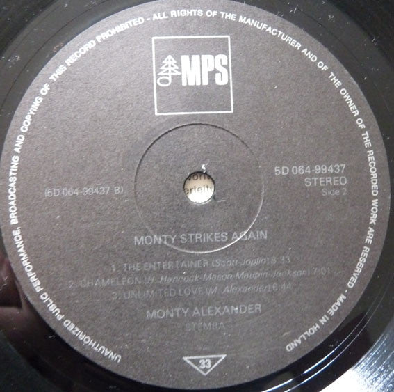 Monty Alexander : Monty Strikes Again - Monty Alexander Live In Germany (LP, Album)