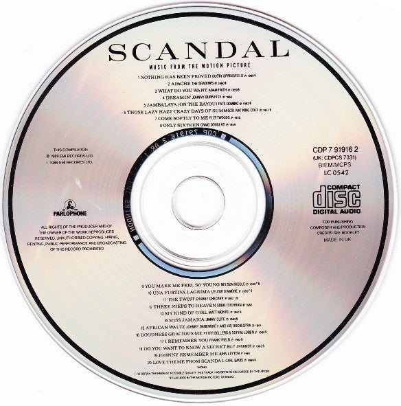 Various : Scandal (Music From The Motion Picture) (CD, Comp, Mono)