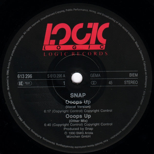 Snap! : Ooops Up (12", Maxi)
