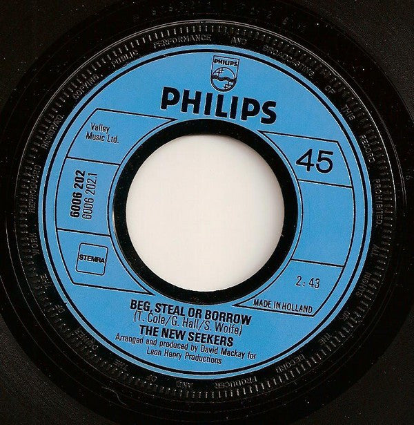 The New Seekers : Beg, Steal Or Borrow (7", Single)