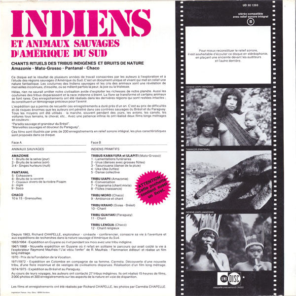 Various : Indiens Et Animaux Sauvages D'Amérique Du Sud (LP, Album)
