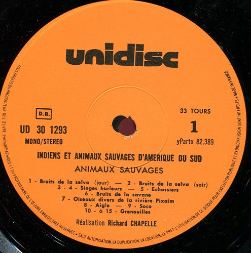 Various : Indiens Et Animaux Sauvages D'Amérique Du Sud (LP, Album)