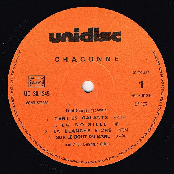 Chaconne : Musiques Traditionnelles (LP, Album)