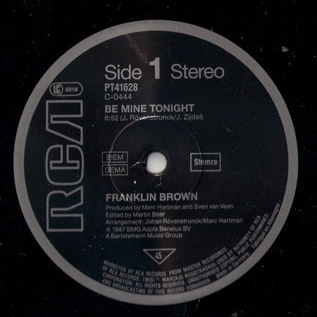 Franklin Brown : Be Mine Tonight (12", Maxi)