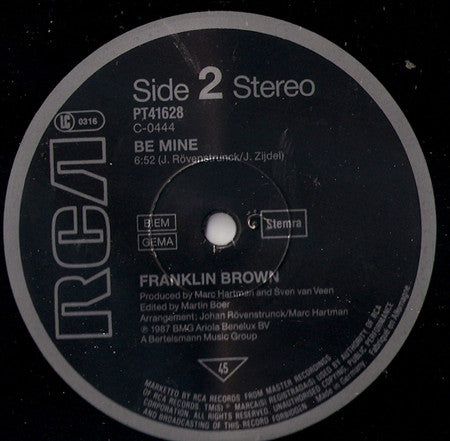 Franklin Brown : Be Mine Tonight (12", Maxi)
