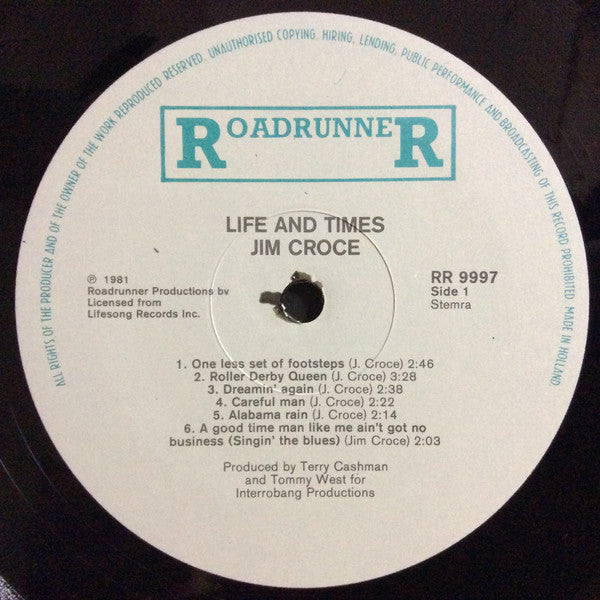 Jim Croce : Life And Times (LP, Album, RE, Blu)