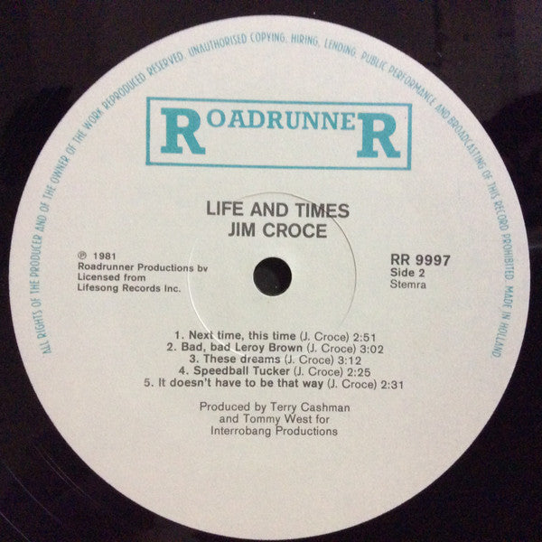 Jim Croce : Life And Times (LP, Album, RE, Blu)