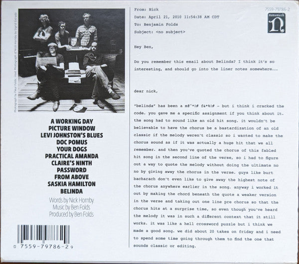 Ben Folds / Nick Hornby : Lonely Avenue (CD, Album)