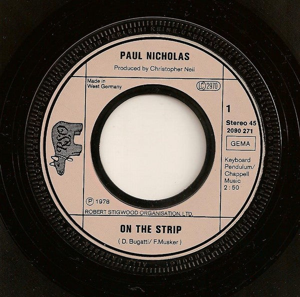Paul Nicholas : On The Strip (7", Single)