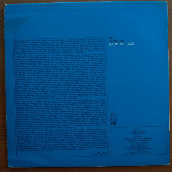 Milt Jackson : Opus De Jazz (LP, Album, Mono, RE)