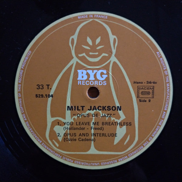 Milt Jackson : Opus De Jazz (LP, Album, Mono, RE)
