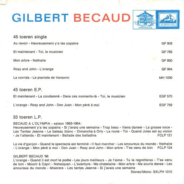 Gilbert Bécaud : Et Maintenant / Toi, Le Musicien (7")