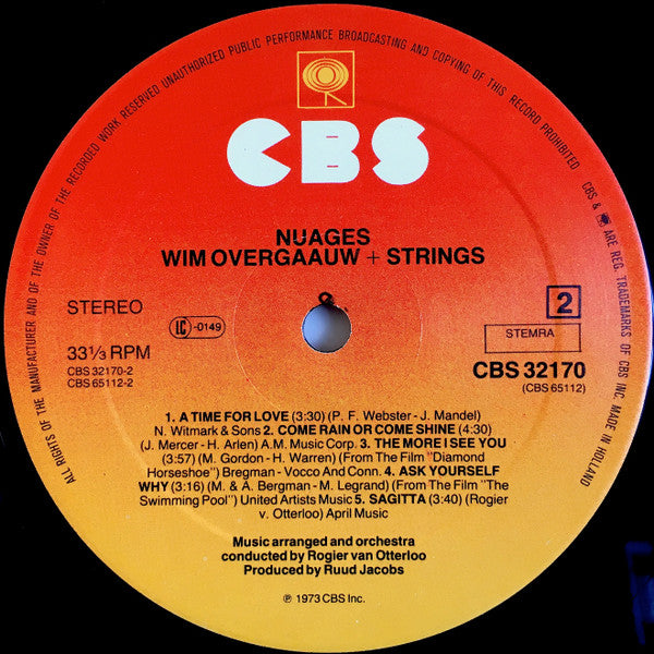Wim Overgaauw, Rogier Van Otterloo : Nuages (LP, Album, RE)