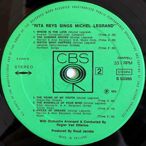 Rita Reys : Rita Reys Sings Michel Legrand (LP, RP)