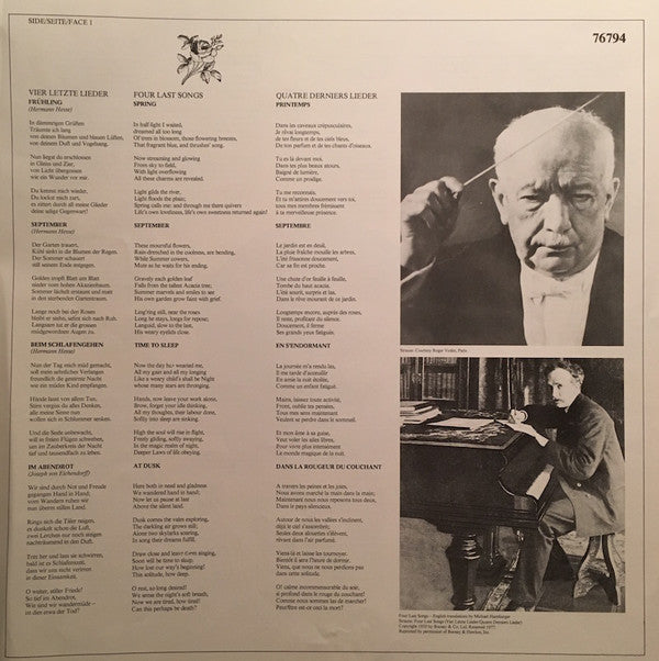 Richard Strauss - Kiri Te Kanawa, Andrew Davis, London Symphony Orchestra : Four Last Songs · Vier Letzte Lieder · Quatre Derniers Lieder (LP)