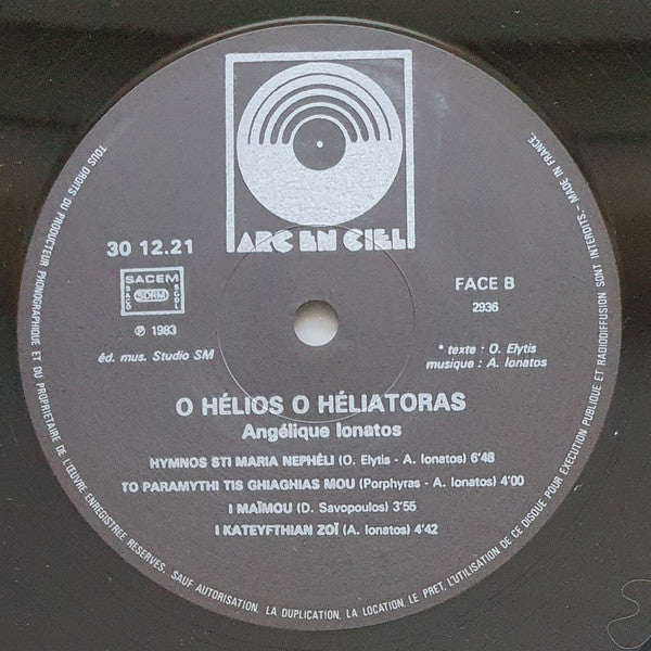 Angélique Ionatos : O Hélios O Héliatoras (LP, Album)