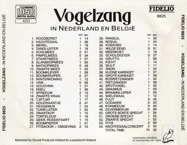 Bird Sounds : Vogelzang in Nederland en België (CD)